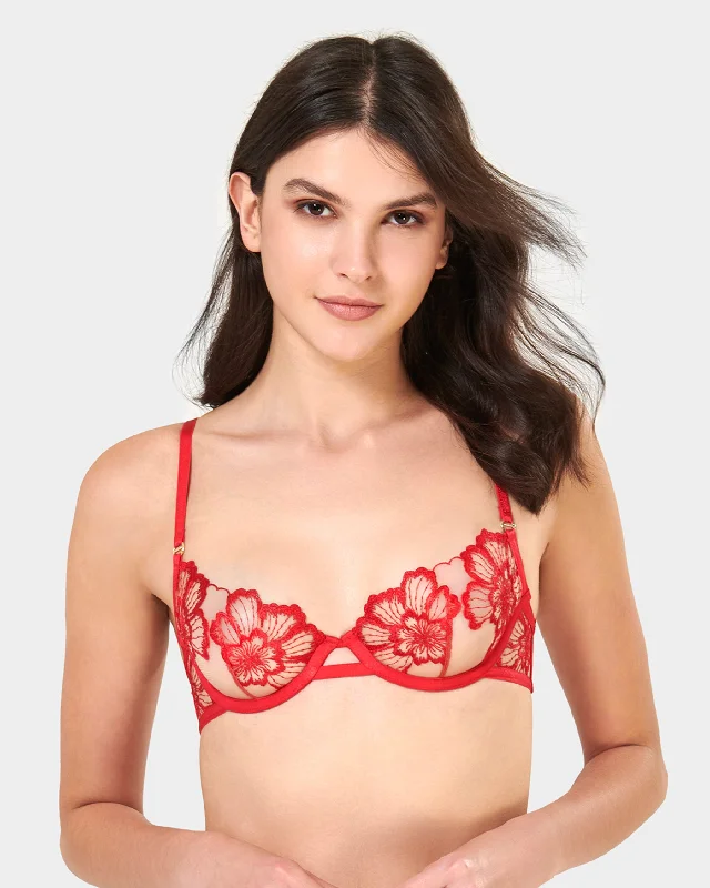 Catalina Wired Bra Red/Sheer