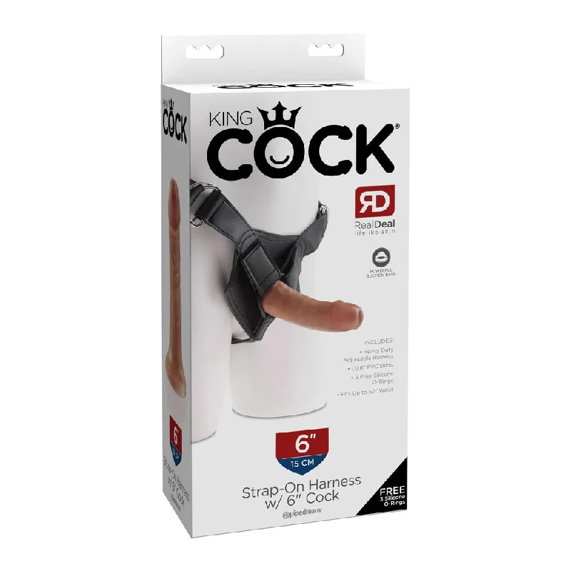 King Cock Strap-On Harness W/ 6" Cock Tan