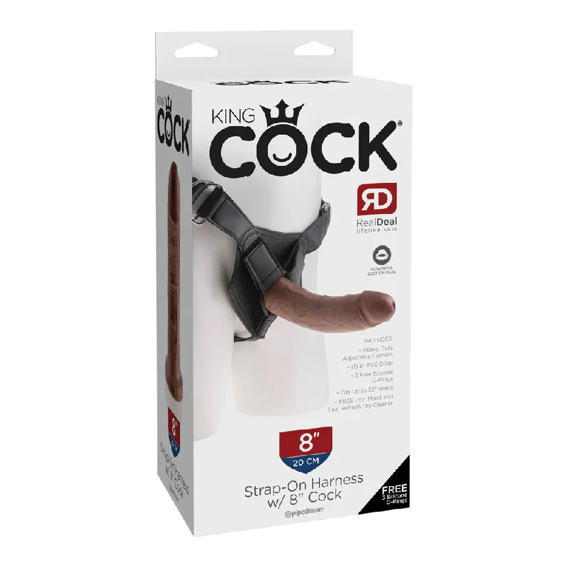 King Cock Strap-on Harness w/ 8" Cock Brown