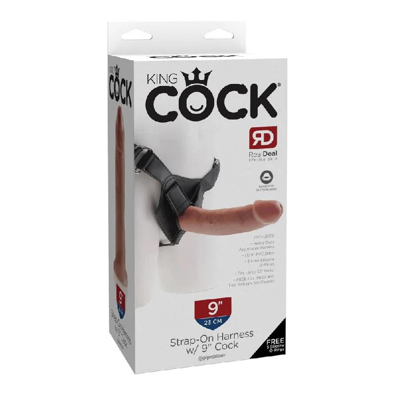 King Cock Strap-On Harness W/ 9" Cock Tan