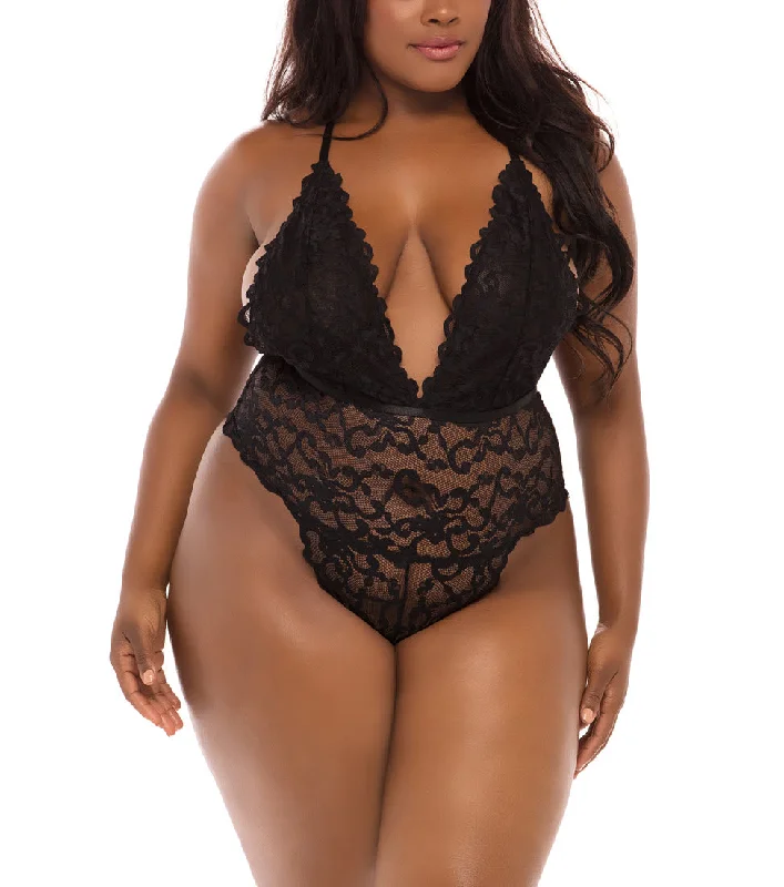 Oh La La Cheri Lingerie Jeana Black Lace Plus Size Teddy 52-11156X