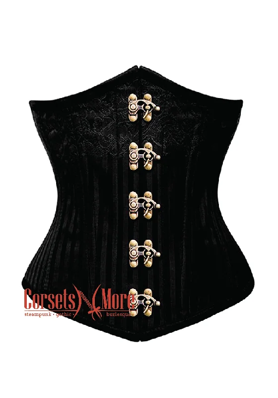 Plus Size Black Brocade With Antique Clasp Gothic Burlesque Underbust Corset