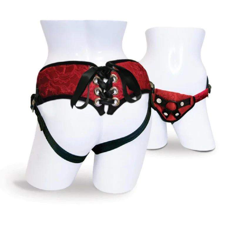 SportSheets Red Lace With Satin Corsette Strap On