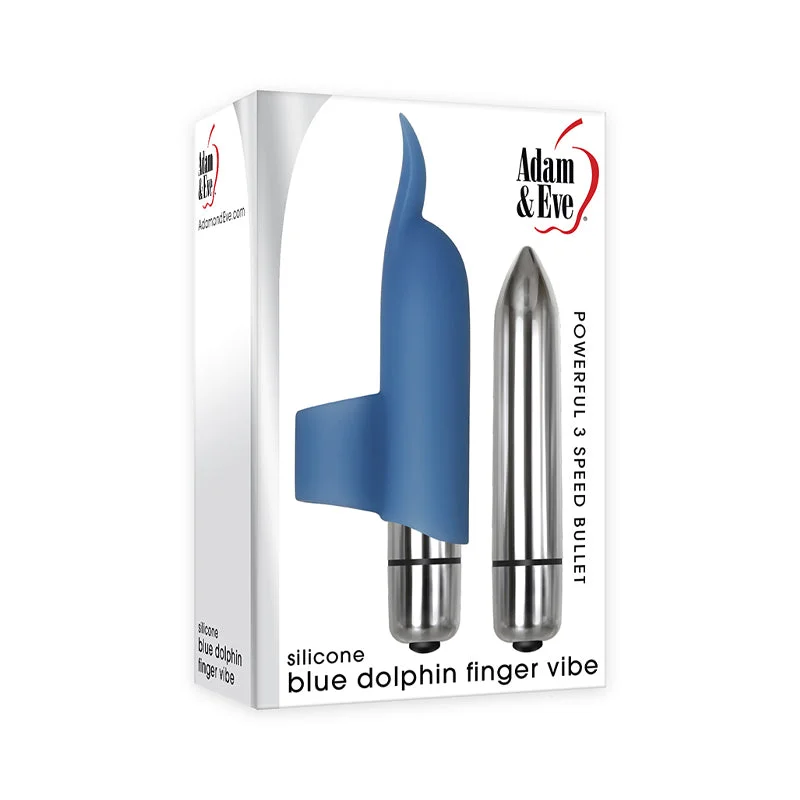 Adam & Eve Blue Dolphin Silicone Finger Vibrator Blue