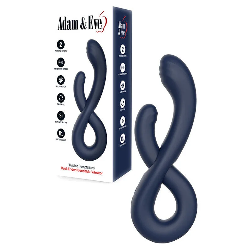 Adam & Eve TWISTED TEMPTATIONS Bendable Vibe - Navy  22.4 cm USB Rechargeable Bendable Dual Vibrator