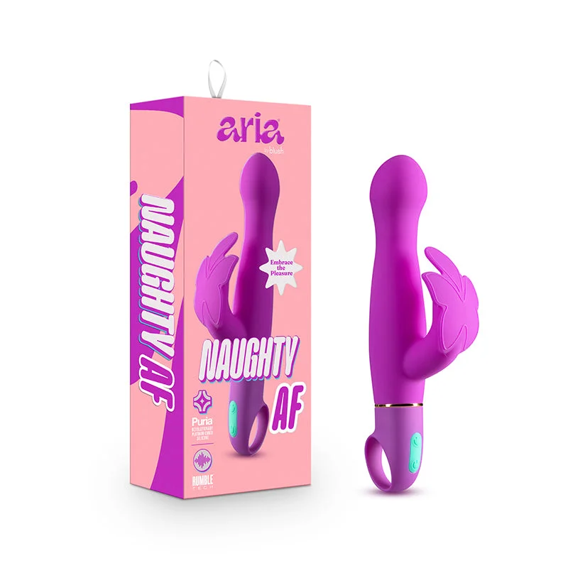 Blush Aria Naughty AF Silicone Dual Stimulation Vibrator Plum