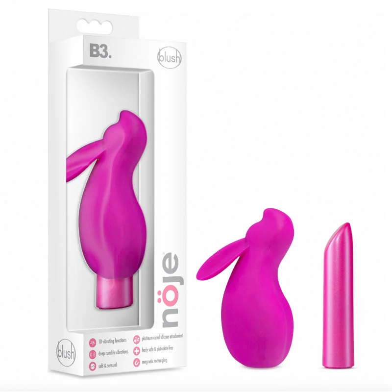 Blush Noje B3. Rechargeable Silicone Mini Vibrator with Rabbit Ears Lily