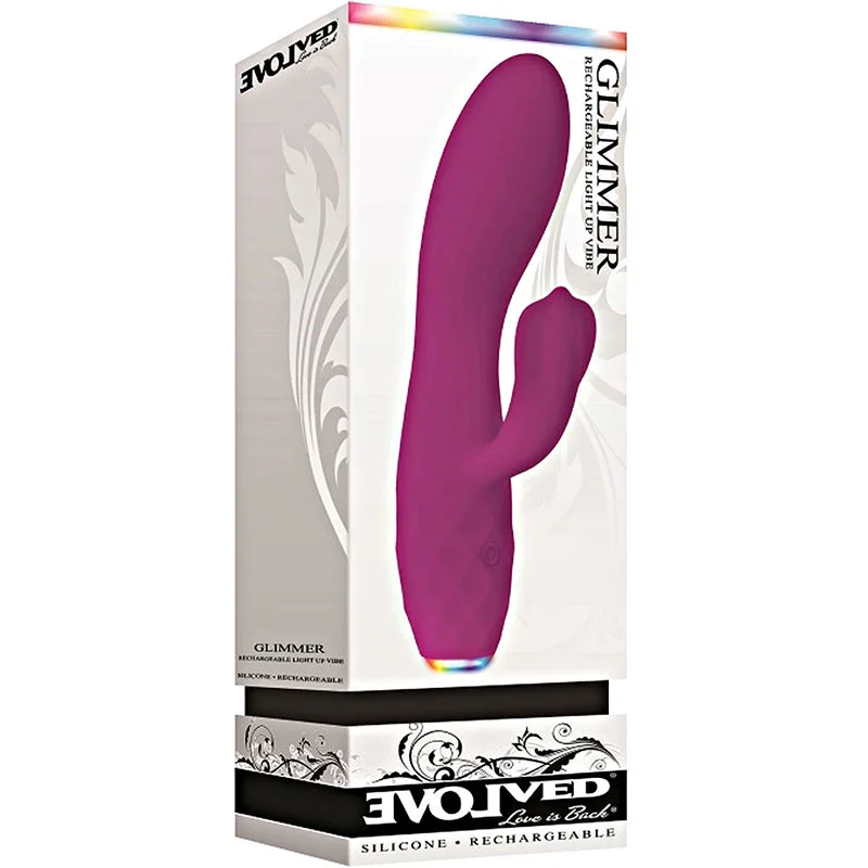 Evolved Glimmer Light-Up Rechargeable Silicone Dual Stimulator Purple