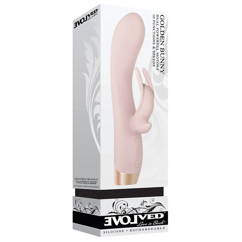 Evolved Golden Bunny Rechargeable Silicone Rabbit Vibrator Light Pink/Rose Gold