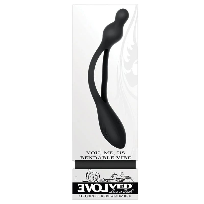 Evolved You, Me, Us Rechargeable Poseable Silicone Vibrator Black