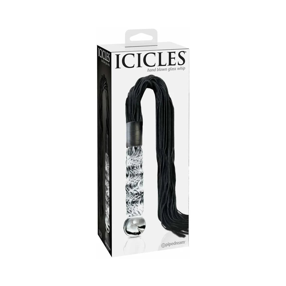 Icicles No. 38 Textured Glass Dildo with Flogger 26.5in