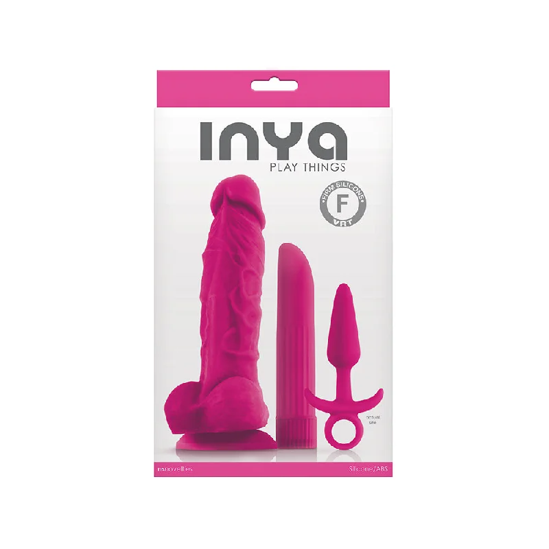 Inya Play Things Pink Set Plug, Dildo & Virbartor