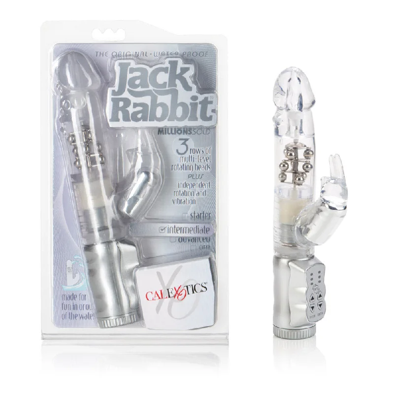 Waterproof Jack Rabbit Vibrator Clear Float Beads - Clear