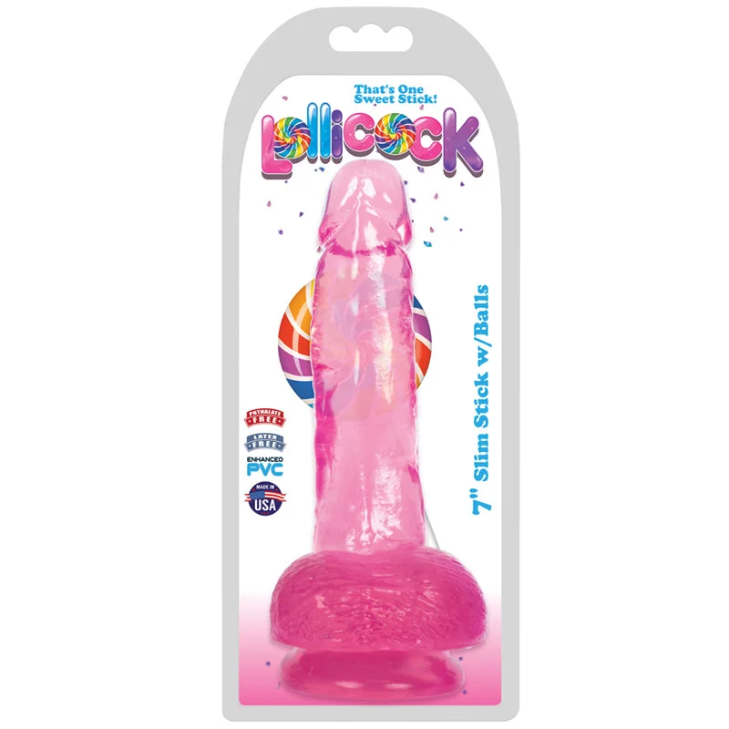 Lollicock Slim Stick W/balls 7in Cherry Ice