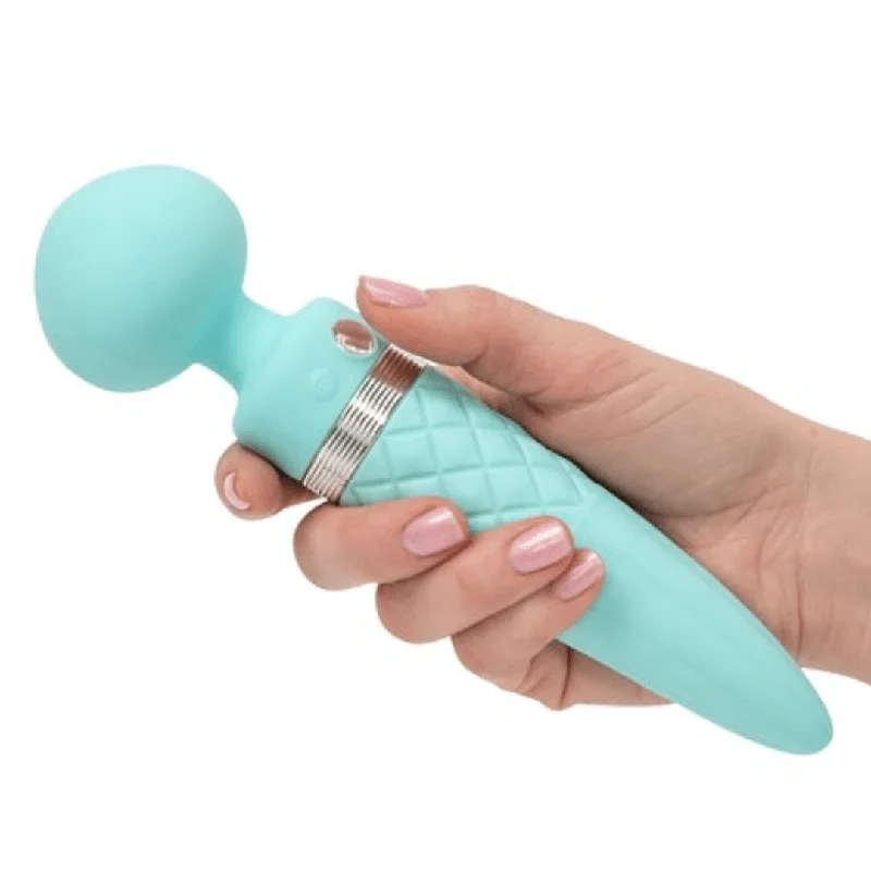 Pillow Talk Sultry Warming Double Ended Wand Vibrator - Teal