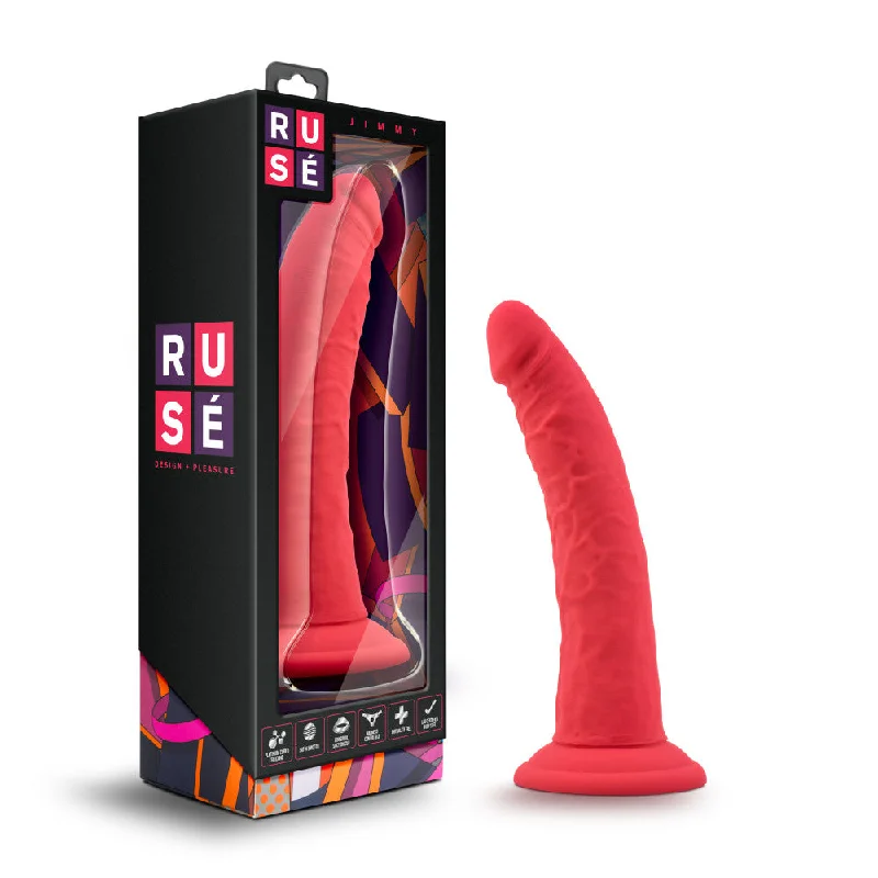 Ruse By Blush® | Jimmy Realistic Curved G-Spot Cerise 7.5-Inch Long Dildo With Suction Cup Base