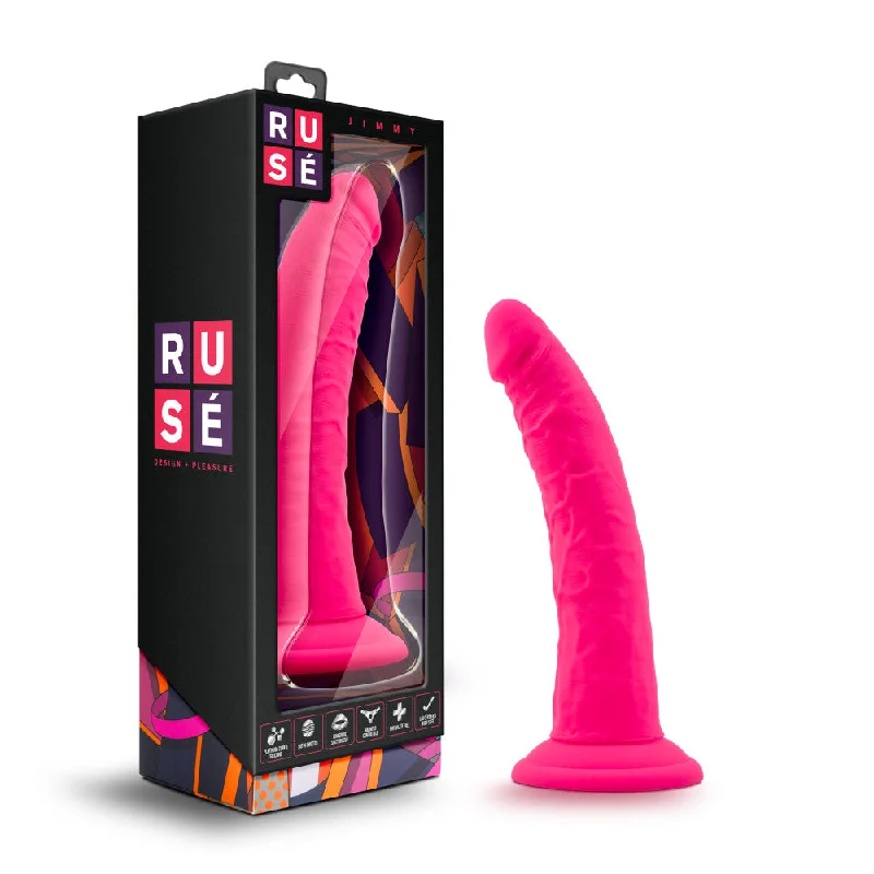 Ruse By Blush® | Jimmy Realistic Curved G-Spot Hot Pink 7.5-Inch Long Dildo With Suction Cup Base