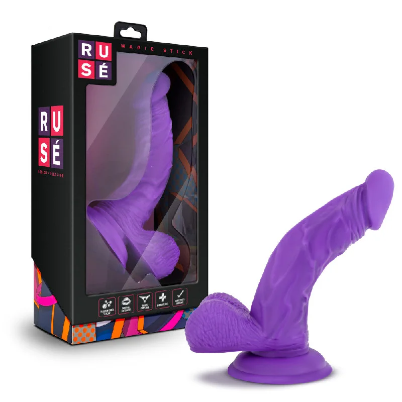 Ruse By Blush® | Magic Stick Realistic G-Spot Purple 7-Inch Long Dildo With Balls & Suction Cup Base