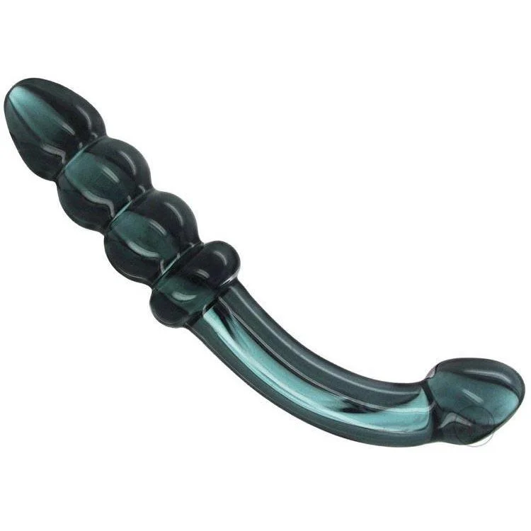 Smoky Jade Curved Glass Dildo