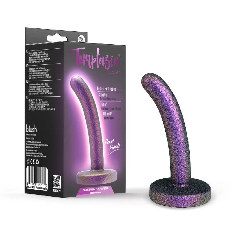 Temptasia By Blush®| Surrender 4.75 Inch Beginner Pegging Dildo - Harness & Strap On Compatible - Power Purple