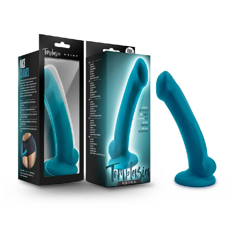 Temptasia By Blush® | Reina Realistic G-Spot Teal 7-Inch Long Dildo With Balls & Suction Cup Base