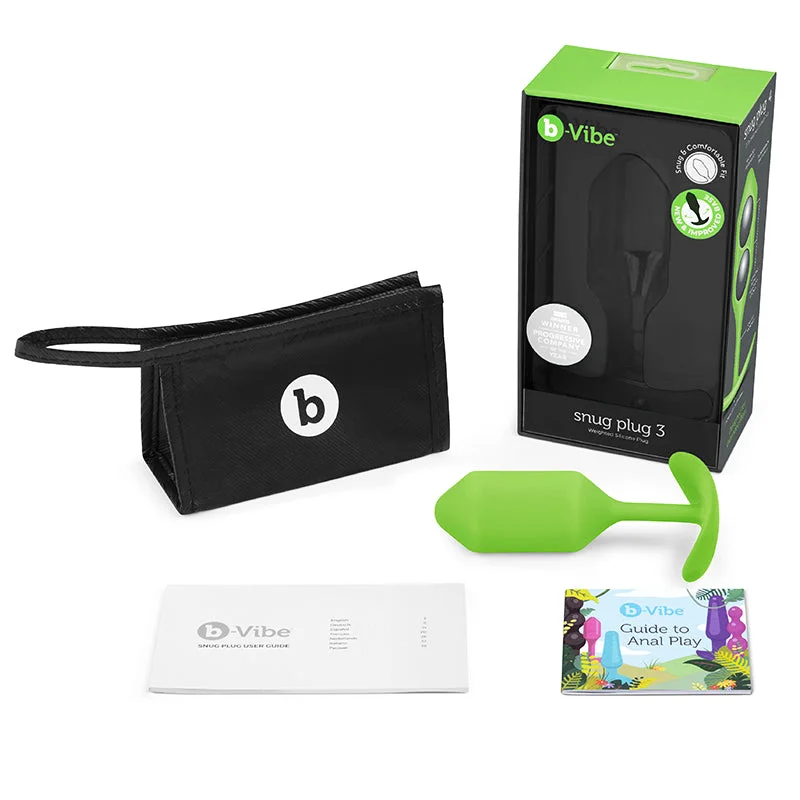 b-Vibe Snug Plug 3 Weighted Silicone Anal Plug Lime