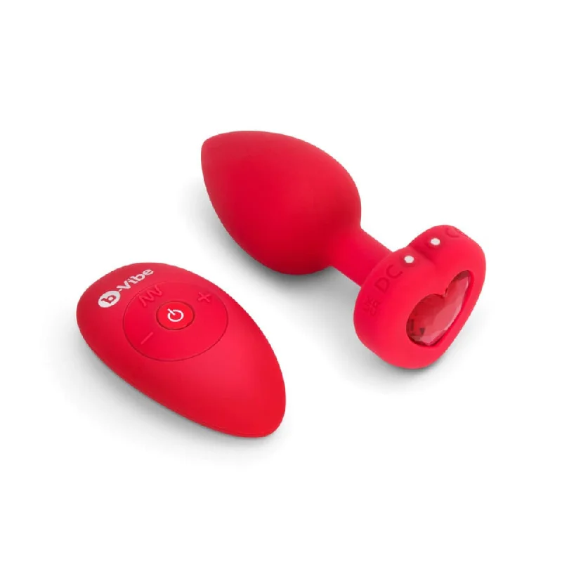 b-Vibe Vibrating Heart Plug Red M/L