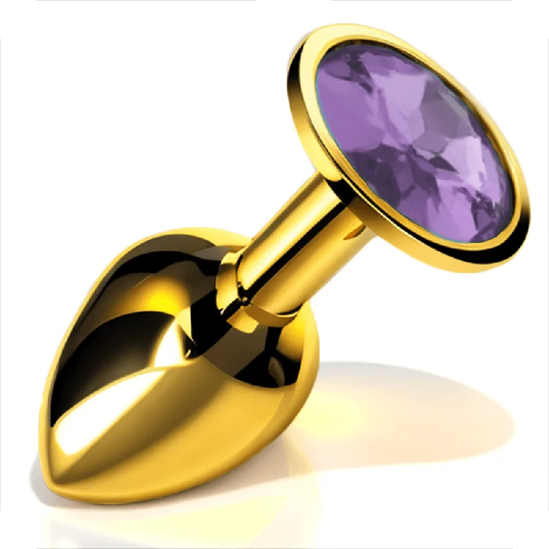 Chrome Gold Jewelled Butt Plug Lilac