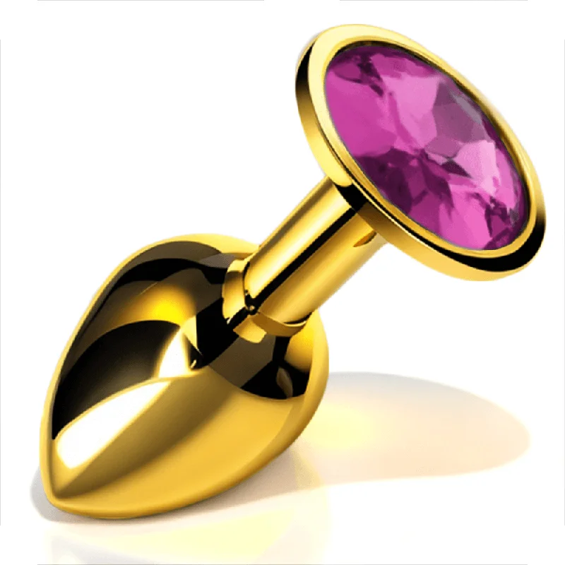 Chrome Gold Jewelled Butt Plug Pink