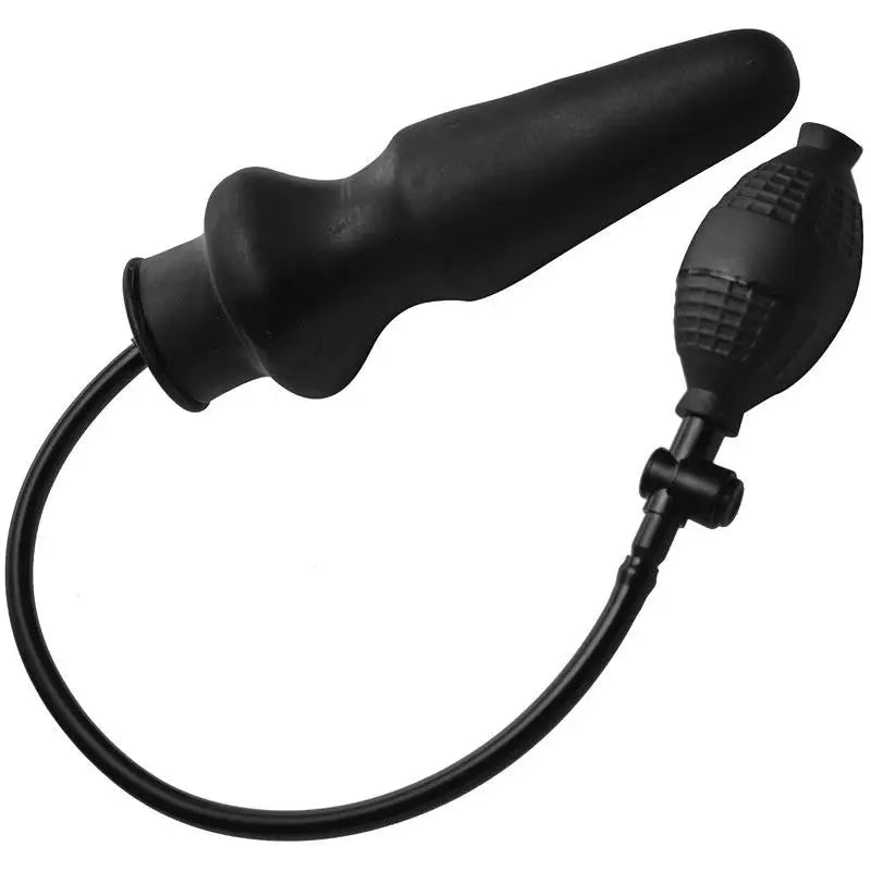 Master Series Large Inflatable Black Anal Butt Plug with Hand Pump