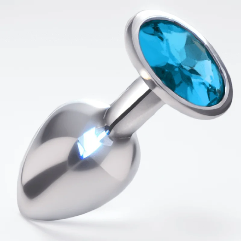 Sexy Emporium Jewelled Metal Beginner Butt Plug 3 Inch Light Blue