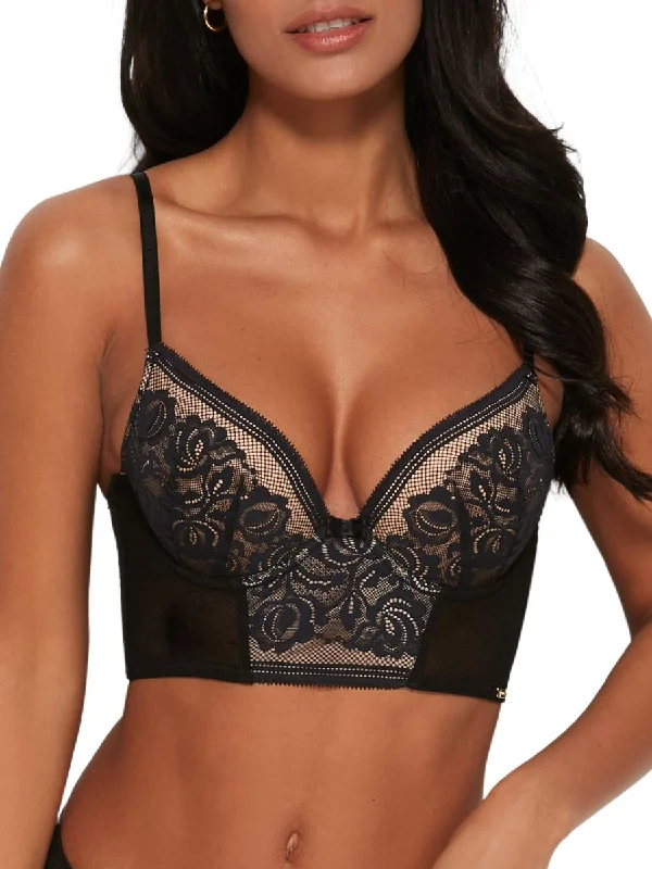 Encore Longline Bra - Black/Beige