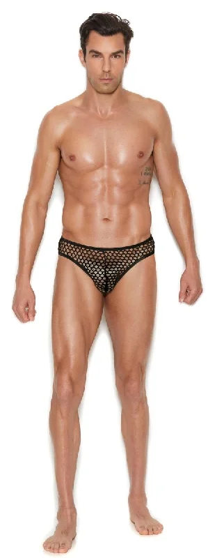 Men's Fishnet Thong Back Brief - - Black