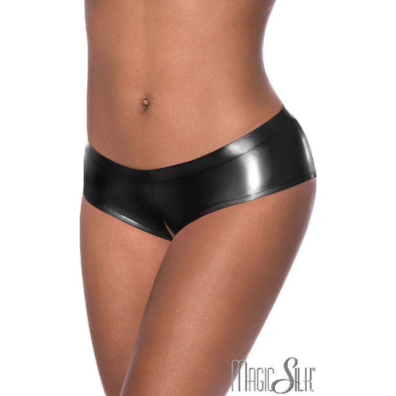 Wet Look Open Crotch Panty by Magic Silk